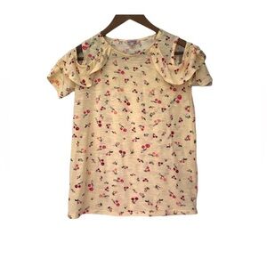 Juicy Couture cold shoulder short sleeved top with cherry print